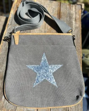 Canvas Star Messenger Bag - Charcoal