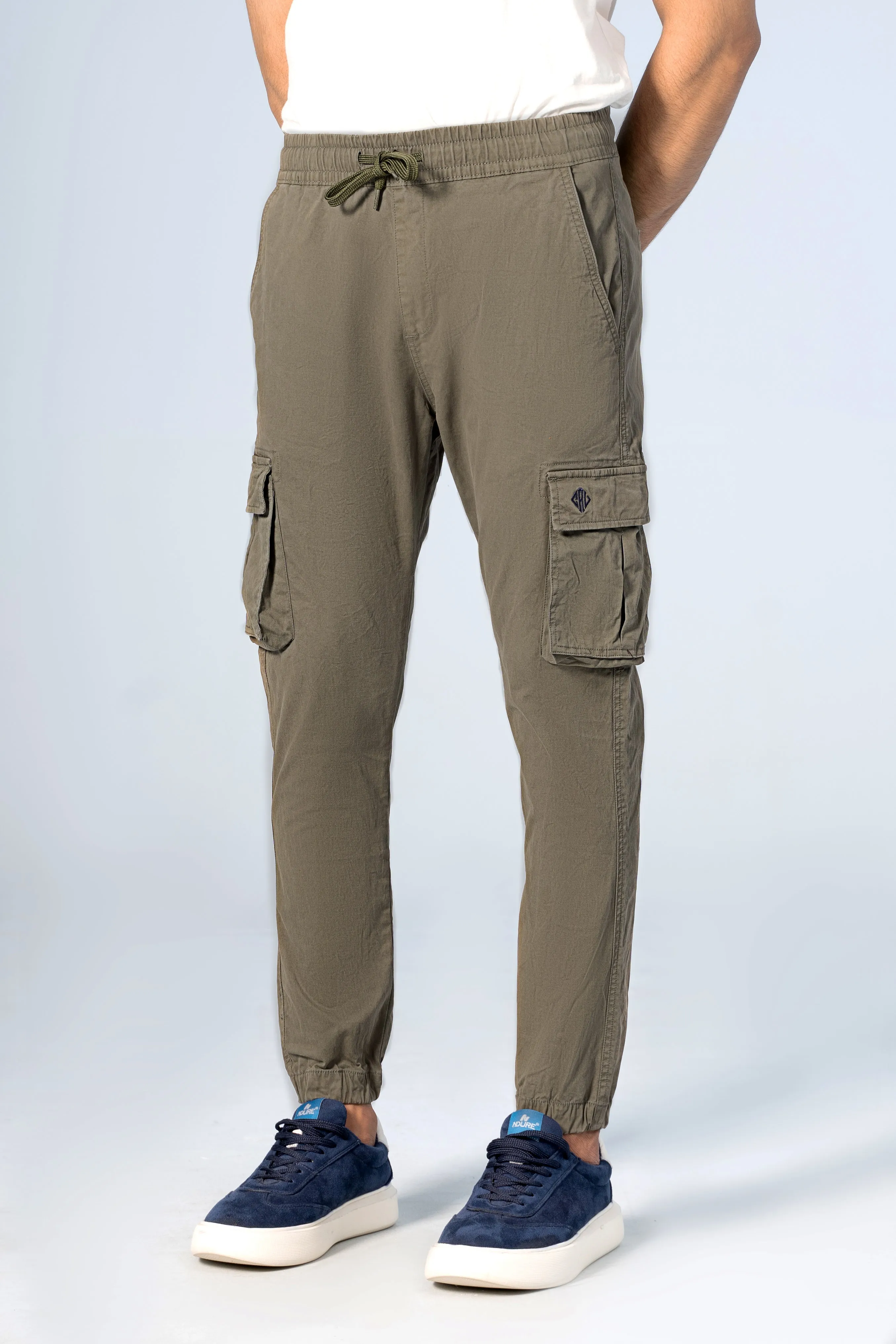 CARGO JOGGER ENZYME WASHED TROUSER OLIVE