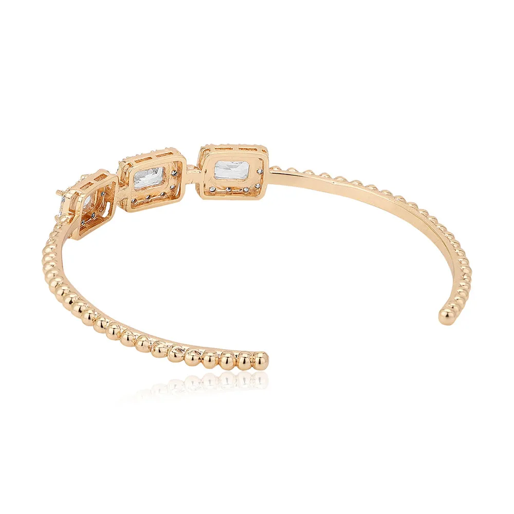 Carlton London Premium Jwlry-Gold Toned Cz Studded Gold-Plated Cuff Link Braclet Fjb4180