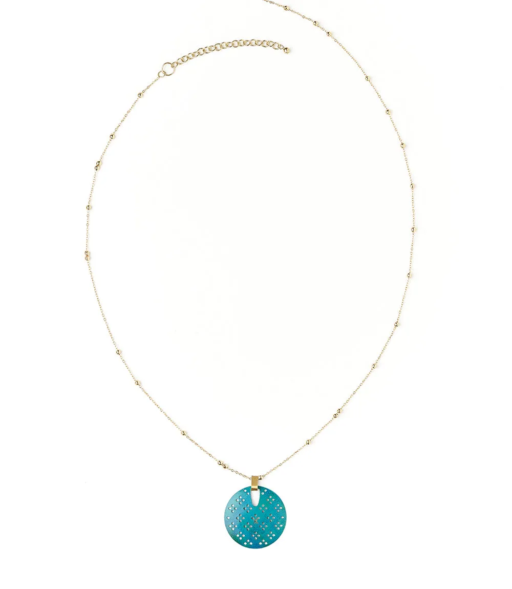 Chameli Teal Blossom Drop Necklace