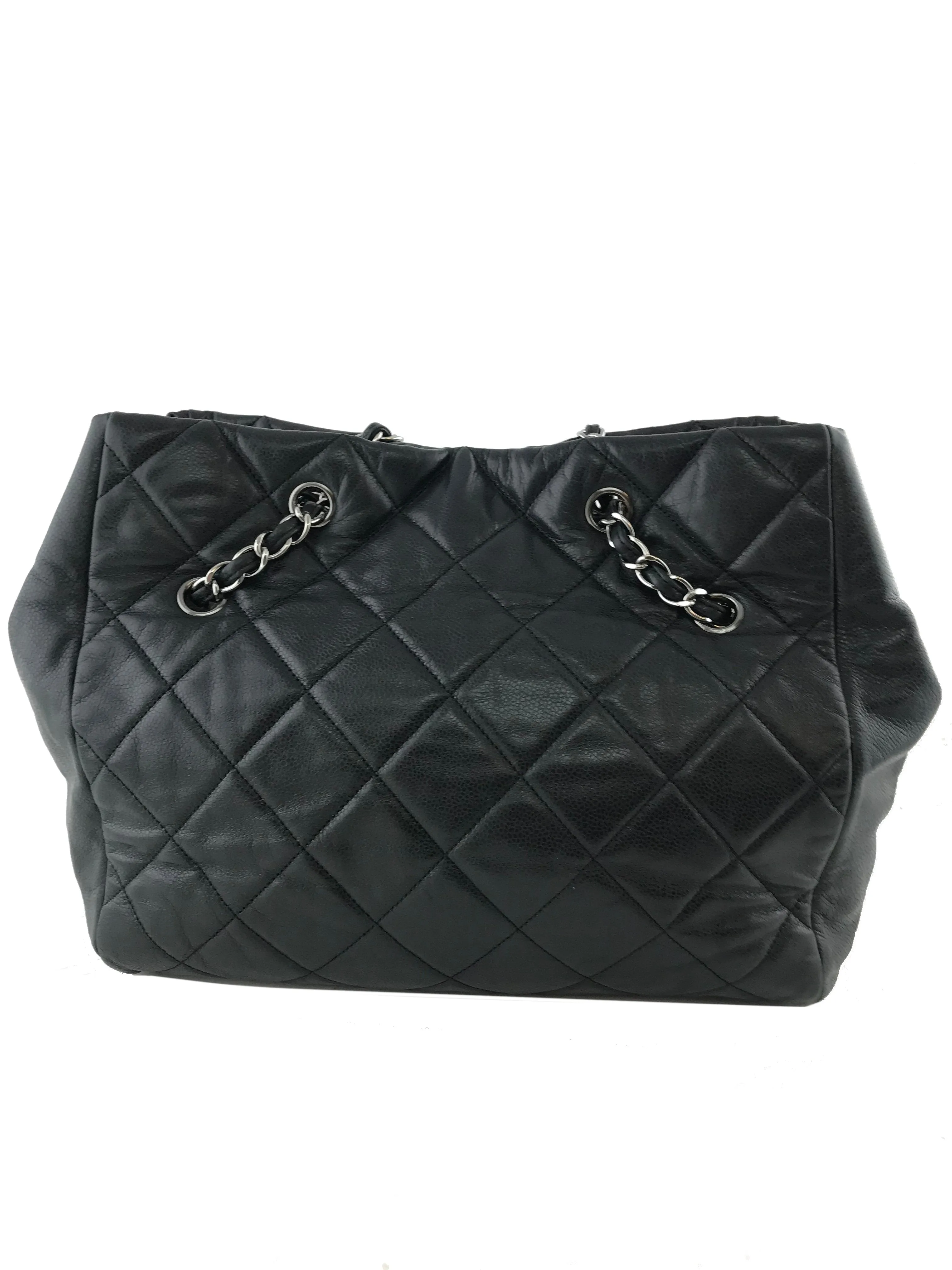 Chanel Cells Quilted Caviar Leather Large Tote Bag