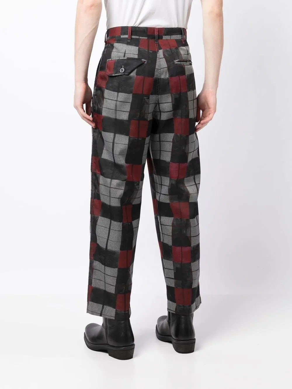 Check-Print Cropped Trousers