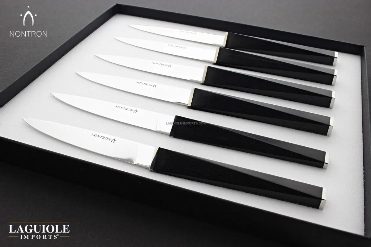 Christian Ghion FA7 Table Knives by Nontron - Set of 6 Ebony Handle