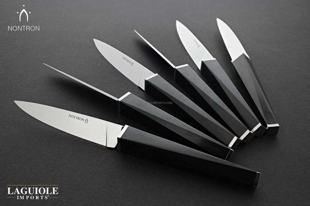 Christian Ghion FA7 Table Knives by Nontron - Set of 6 Ebony Handle