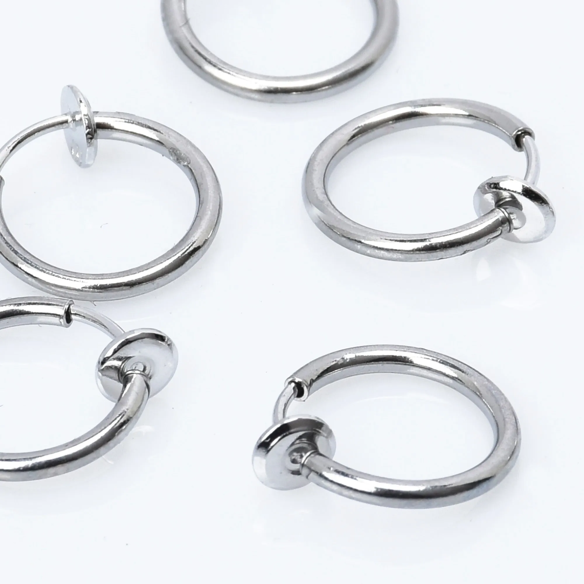 Clip On Earrings Hoops for Non Pierced Ears stainless steel round invisible earring clip Spring earring clip 10pcs 102950