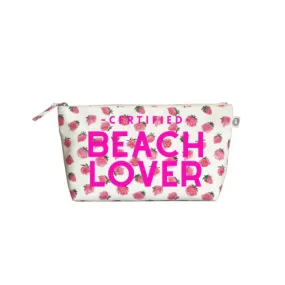 Clutch Bag: White Floral - Neon Pink Certified Beach LOVER