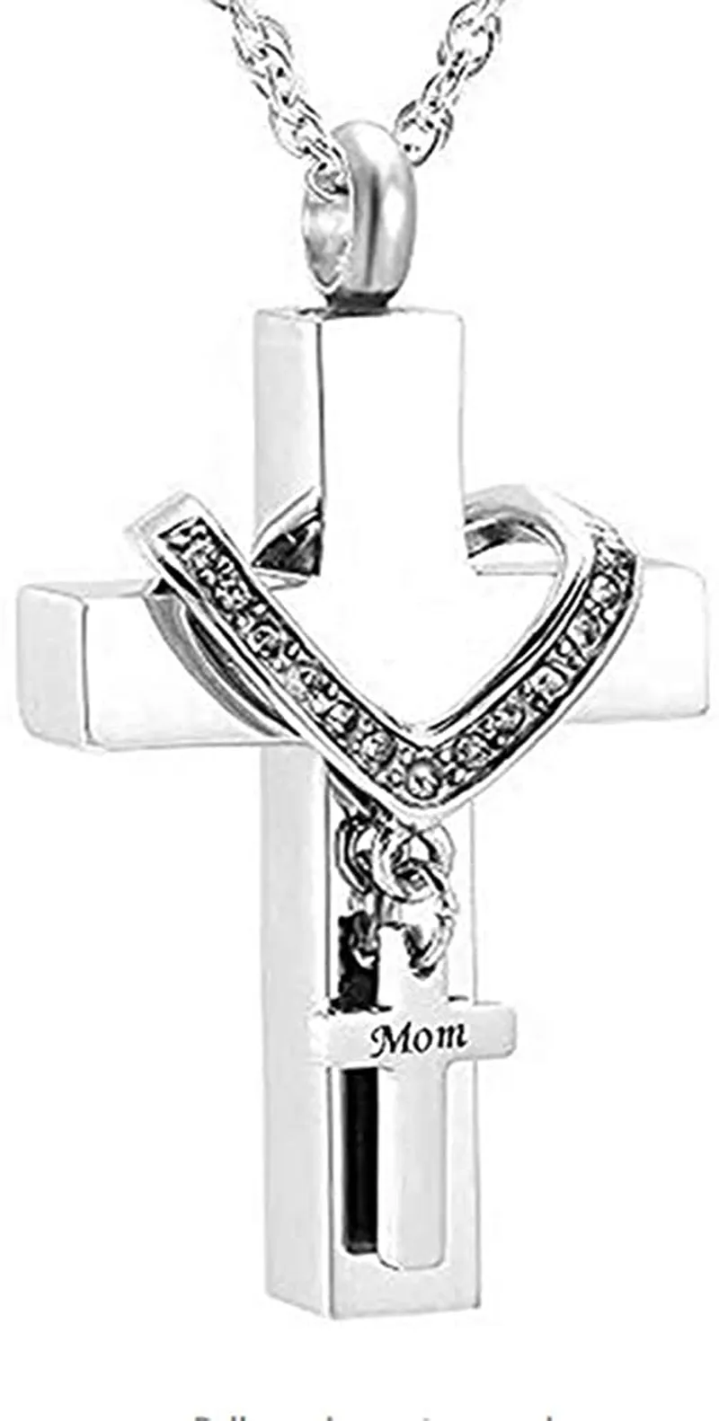 Cross Urn Necklaces for Ashes Cremation Crucifix Keepsake Memorial Pendant Necklace