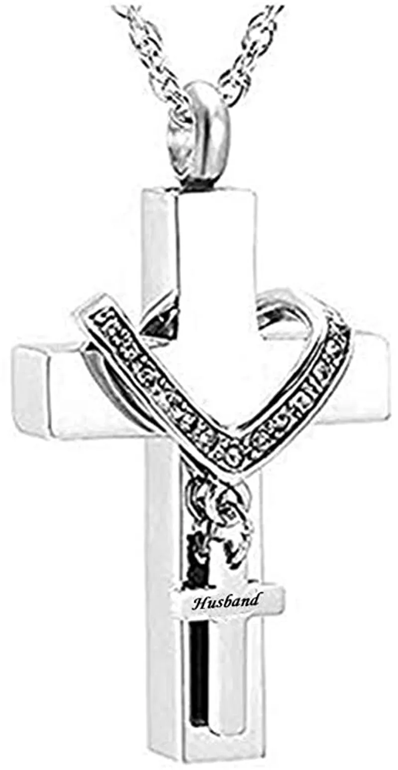 Cross Urn Necklaces for Ashes Cremation Crucifix Keepsake Memorial Pendant Necklace