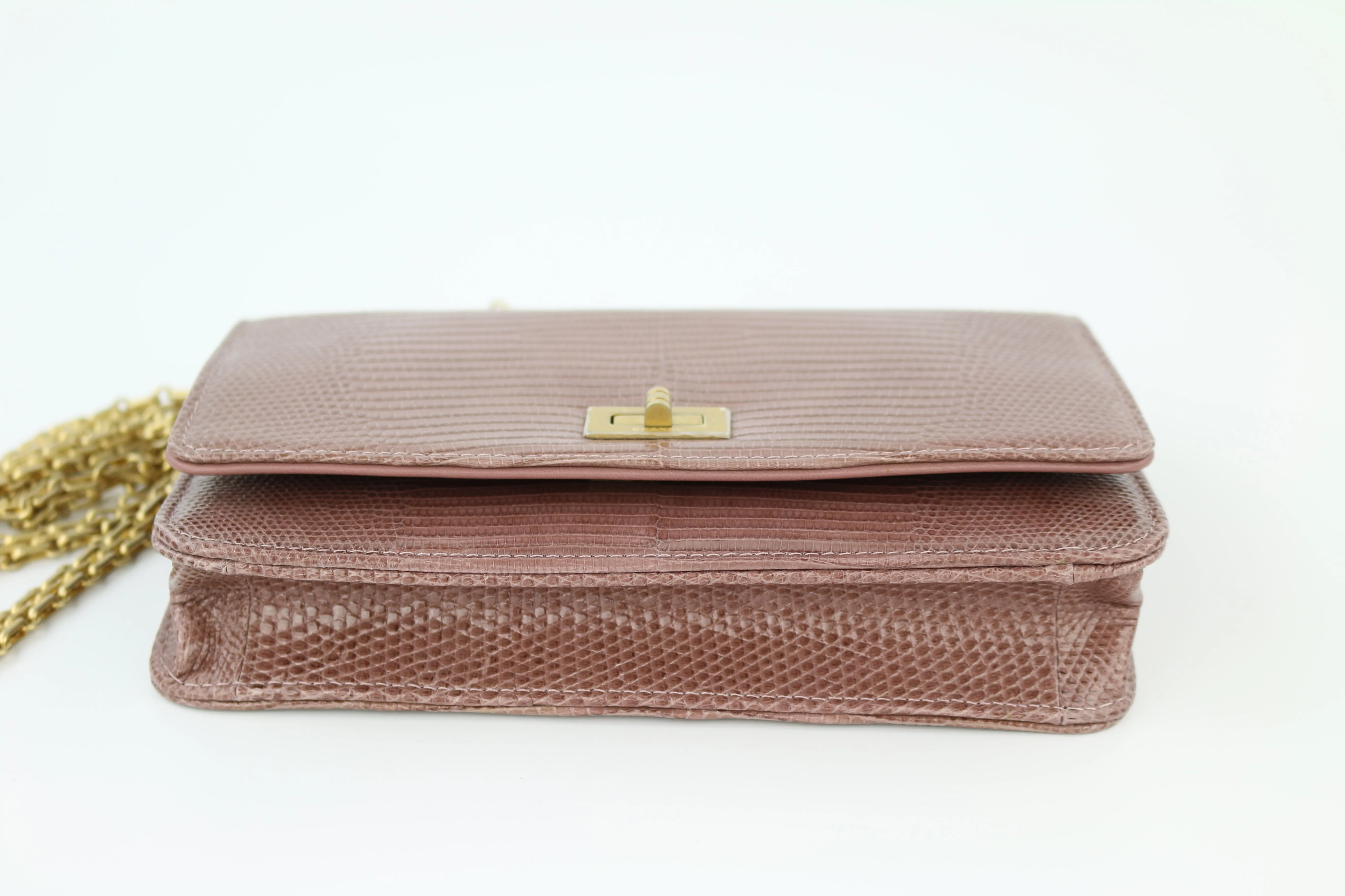 Dark Pink Lizard Exotic Reissue Wallet on a Chain