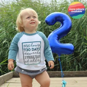 Days/ Months/ Years Birthday Kids Raglan Baseball Top