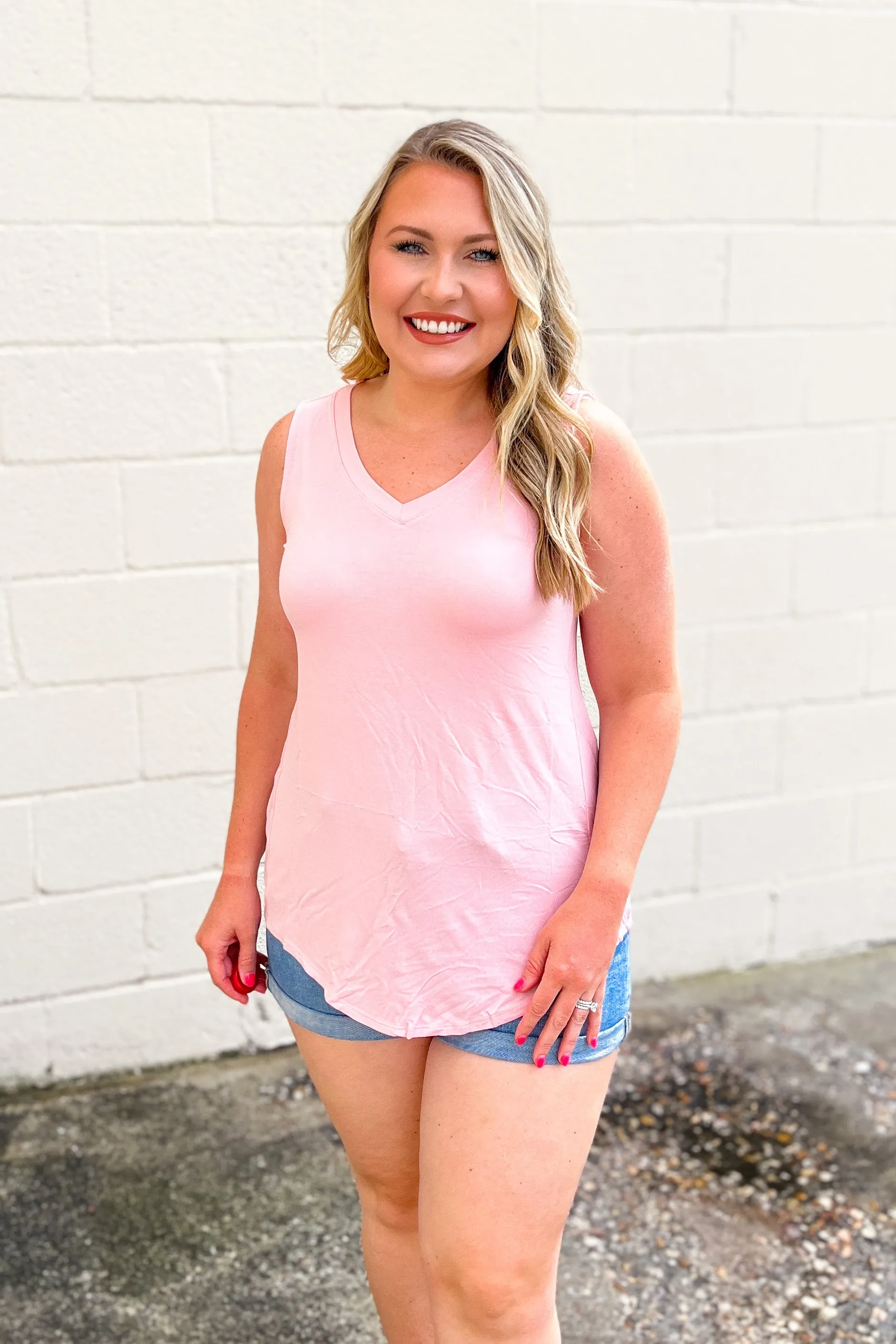 DEAL | Terri V-Neck Tank Top, Dusty Pink