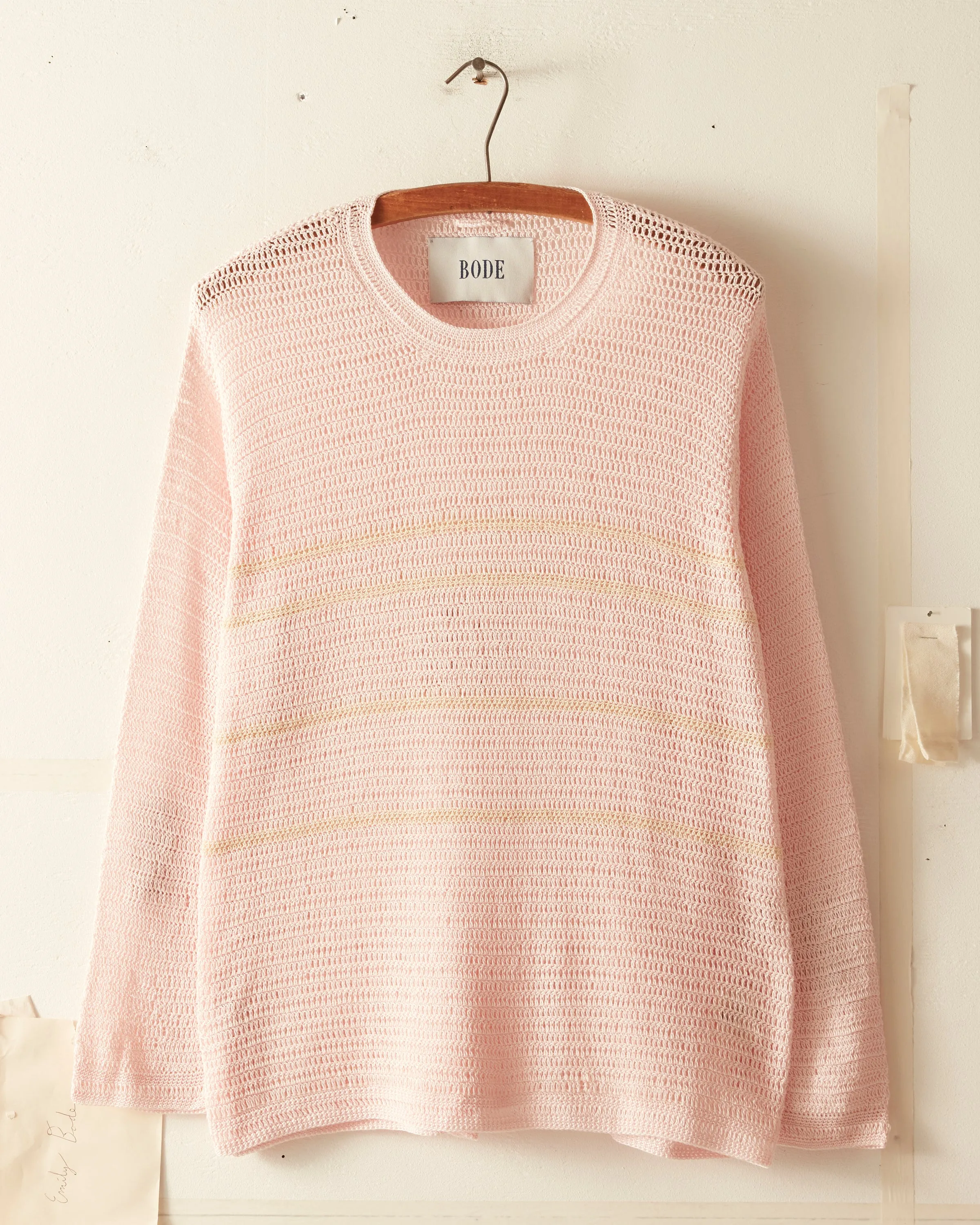 Delicate Stripe Crochet Pullover