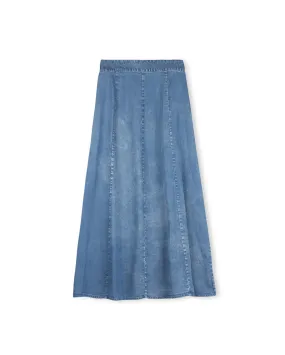 Denim Stitched A-Line Skirt