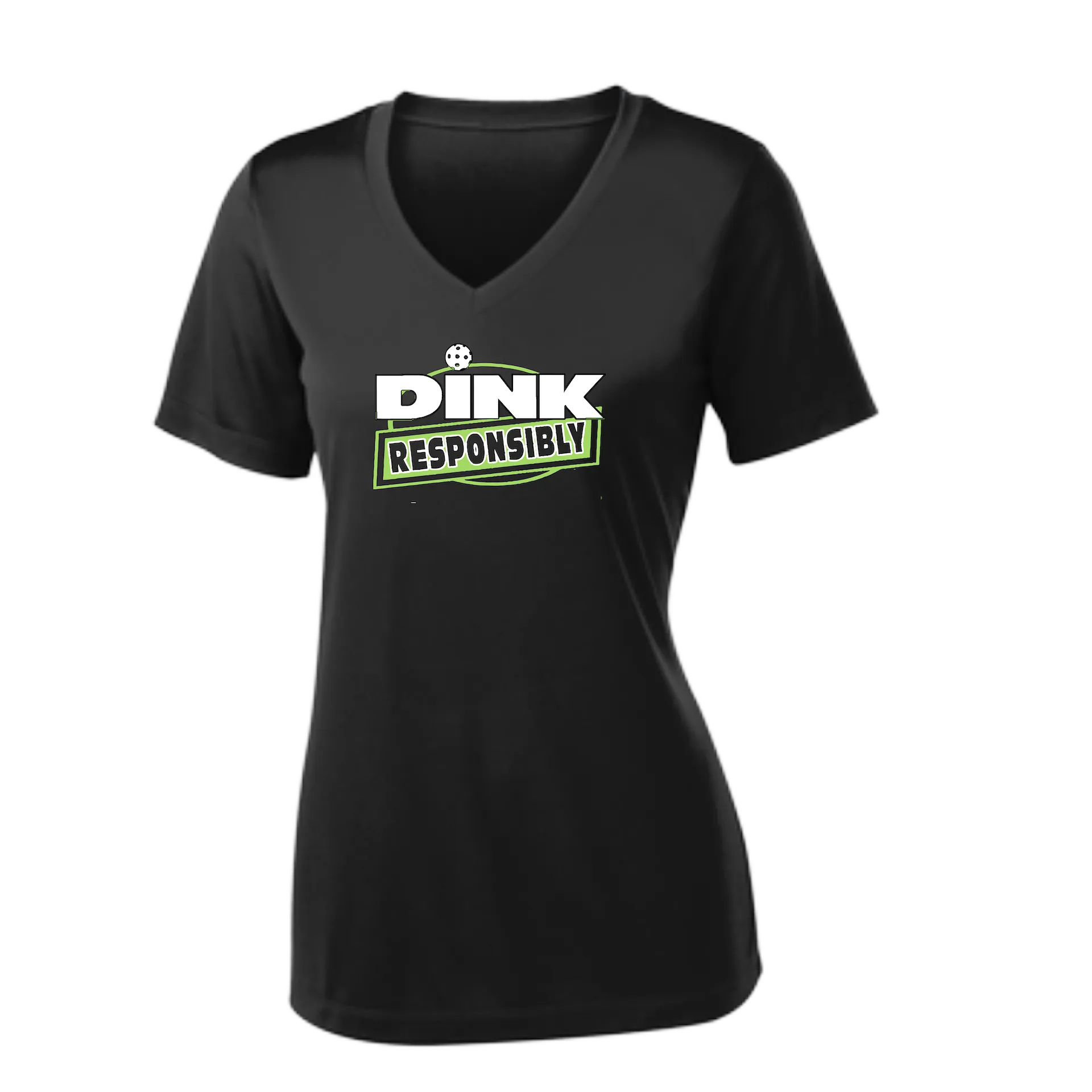 Dink Responsibly | Women's Short Sleeve V-Neck Pickleball Shirts | 100% Polyester