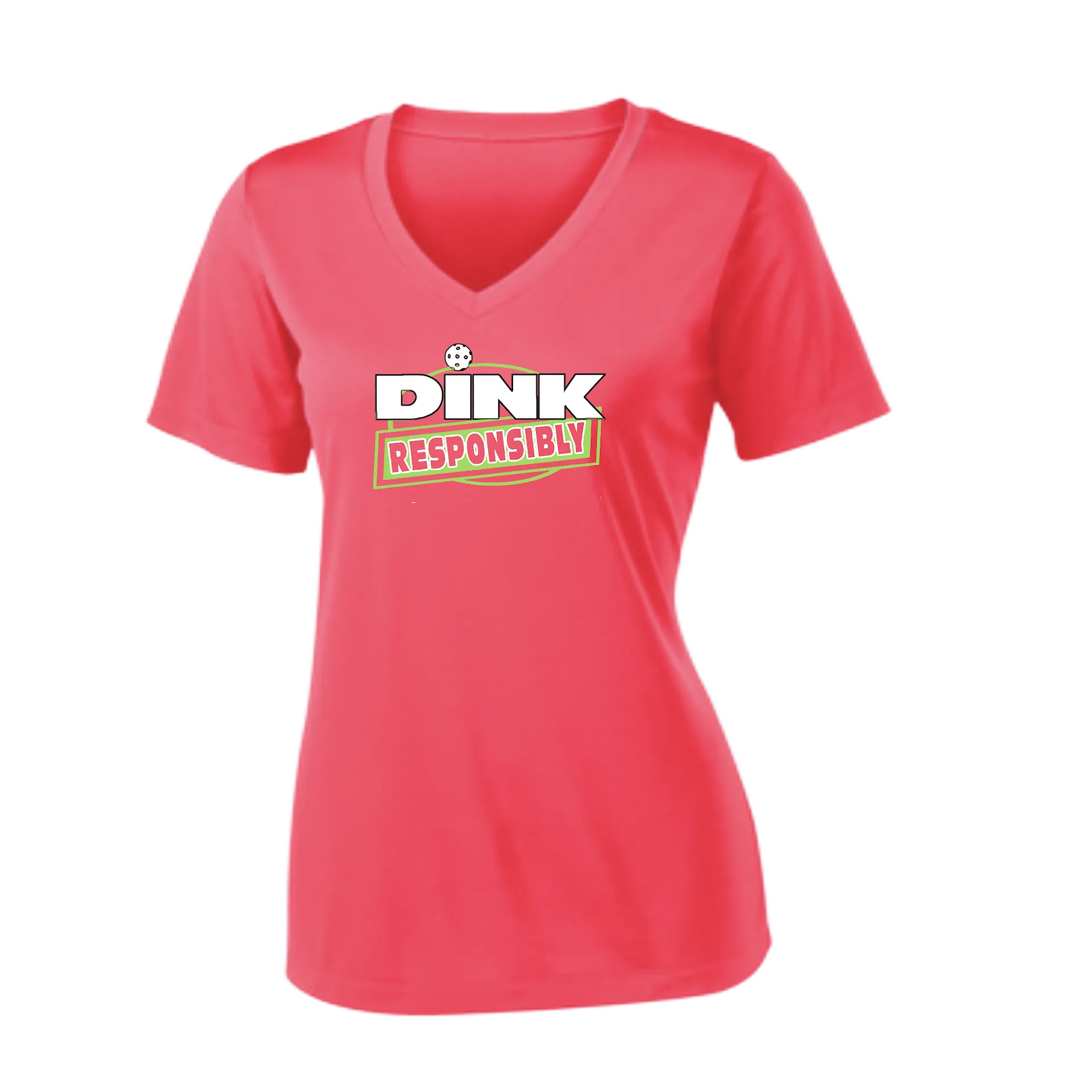 Dink Responsibly | Women's Short Sleeve V-Neck Pickleball Shirts | 100% Polyester