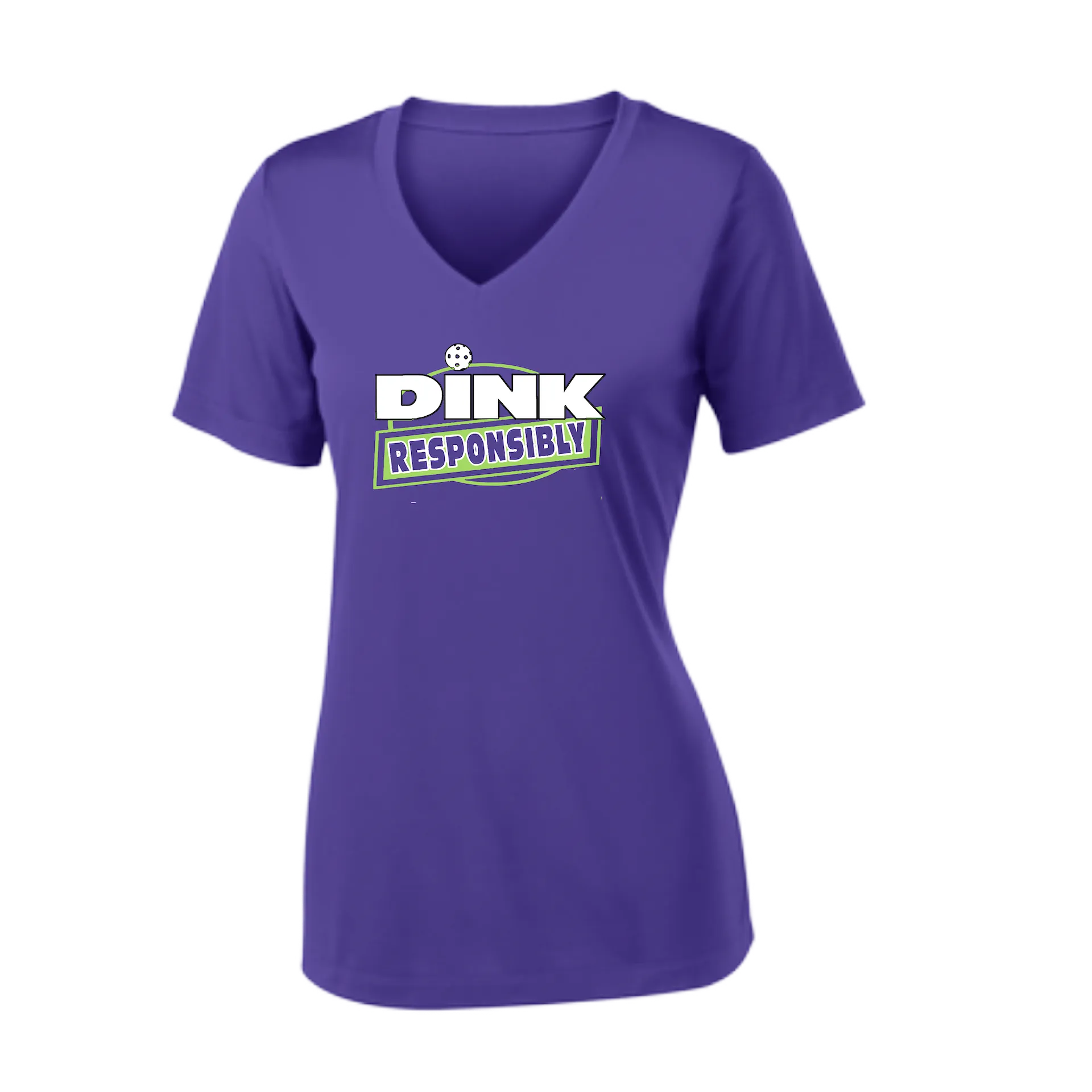 Dink Responsibly | Women's Short Sleeve V-Neck Pickleball Shirts | 100% Polyester