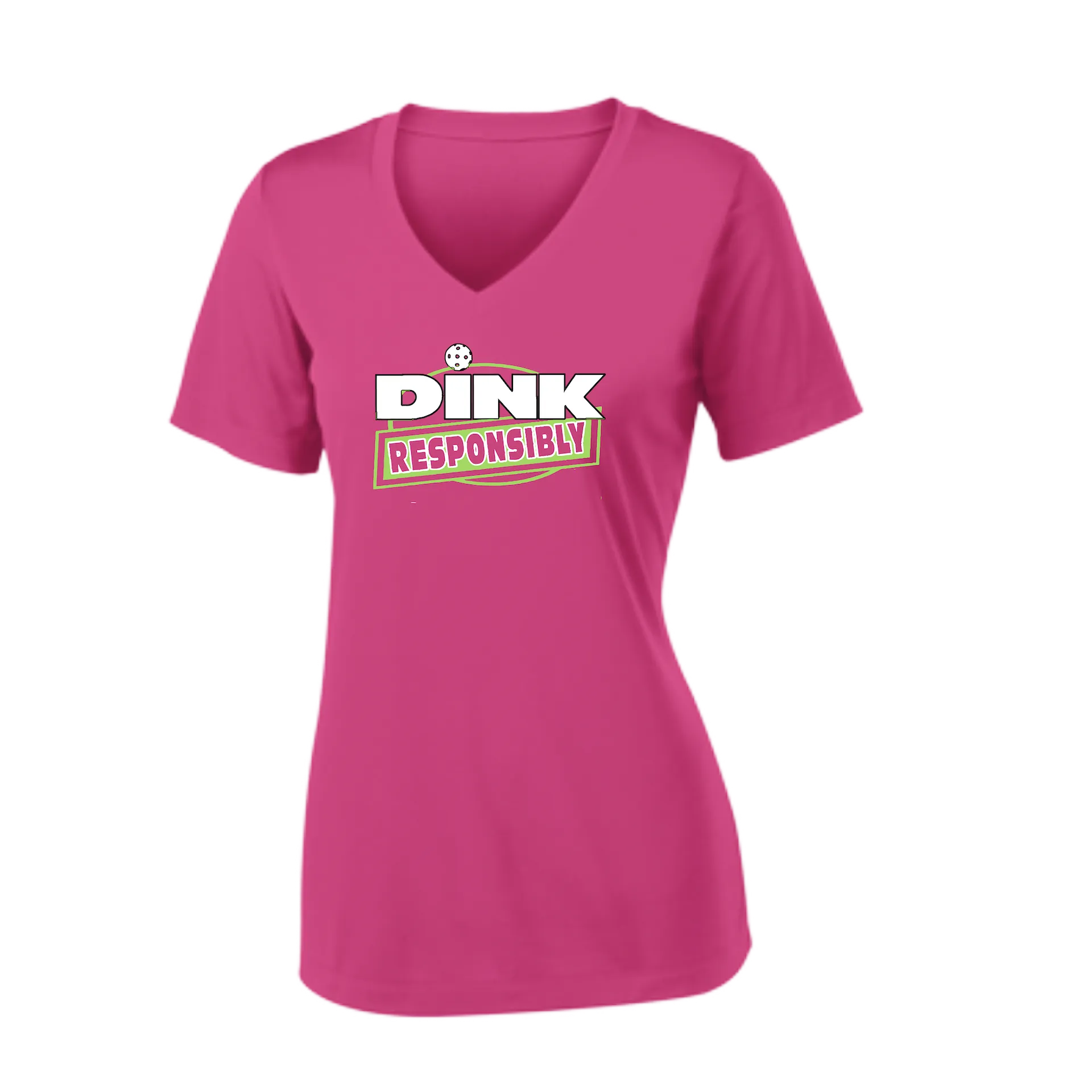 Dink Responsibly | Women's Short Sleeve V-Neck Pickleball Shirts | 100% Polyester