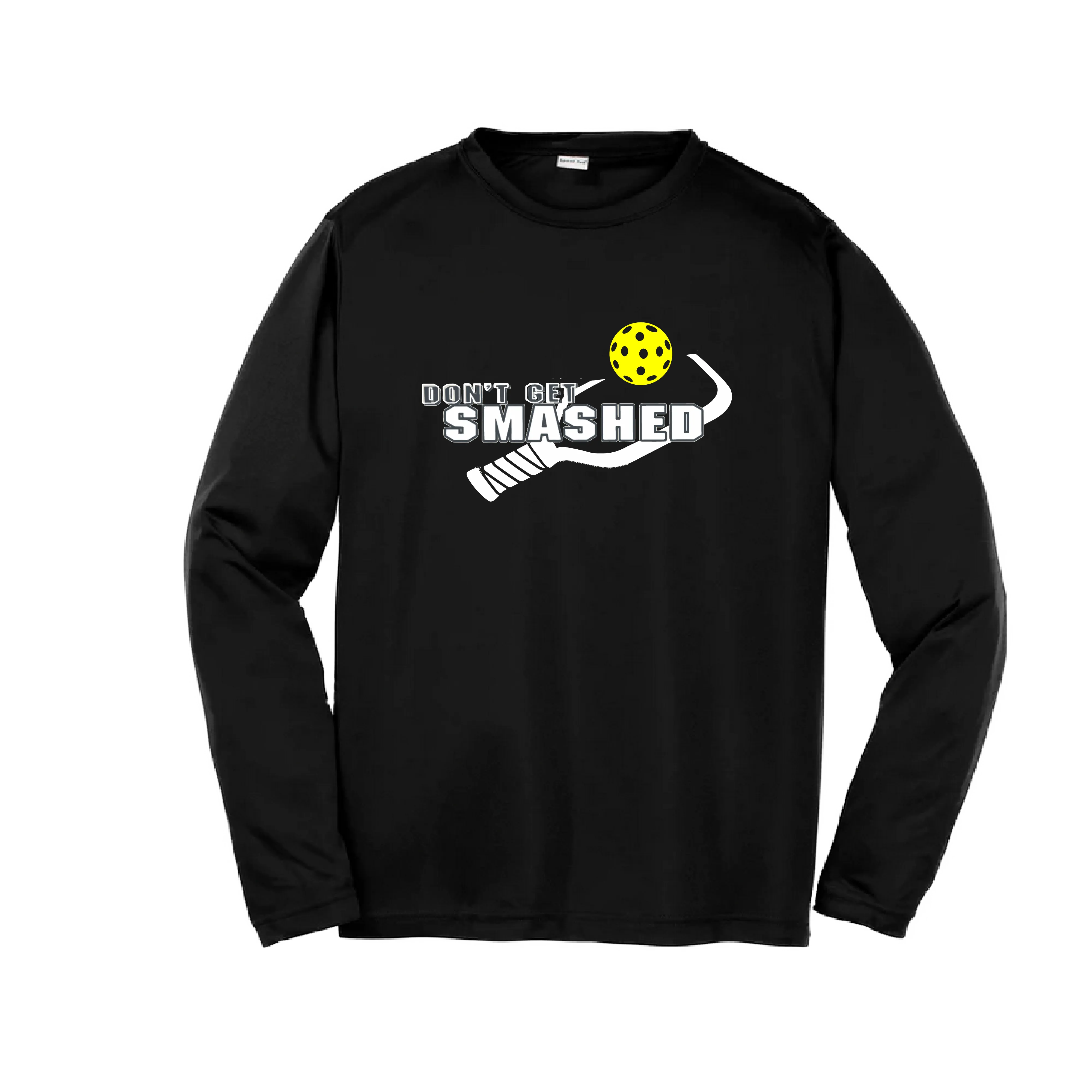 Don't Get Smashed (Purple White Yellow Pickleball Colors) | Youth Long Sleeve Athletic Shirt | 100% Polyester