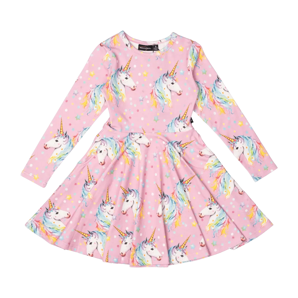 DOTTY UNICORN WAISTED DRESS