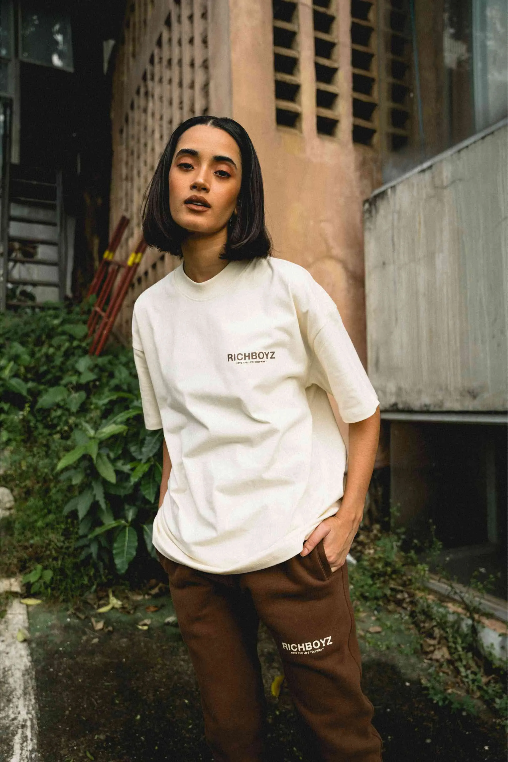 DROP SHOULDER TEE - CREAM