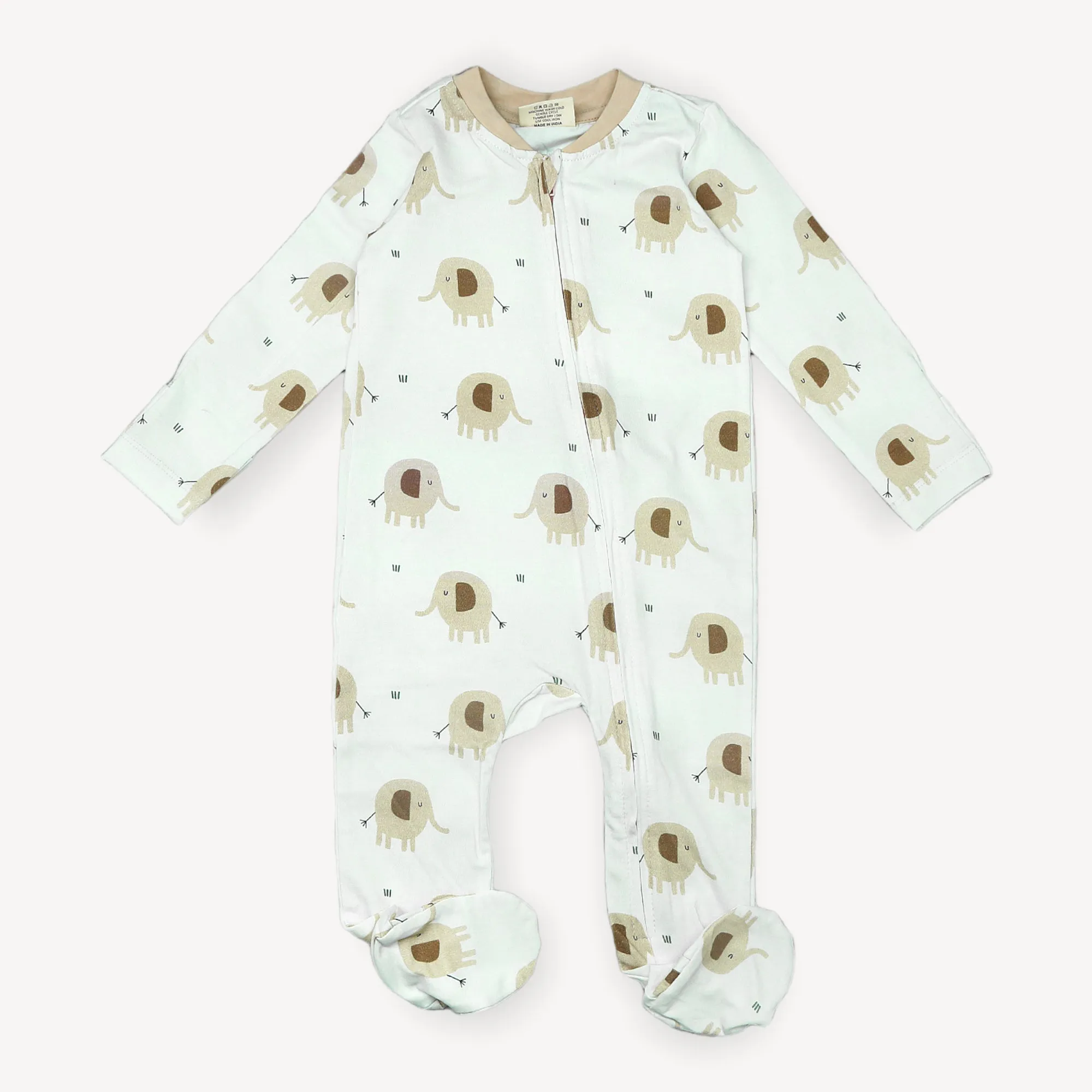 Elephant Zipper Footie Baby Jumpsuit (Organic Jersey)