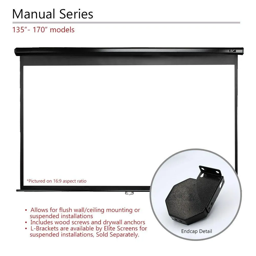 Elite Screens Manual Series, 139-INCH 16:10, Pull Down Manual Projector Screen with AUTO LOCK, Movie Home Theater 8K / 4K Ultra HD 3D Ready, 2-YEAR WARRANTY, M139UWX