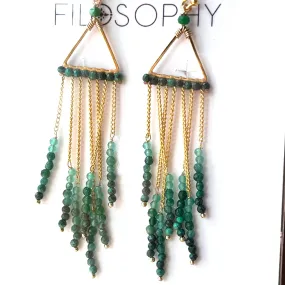 Emerald Free Spirit Fringe Earring