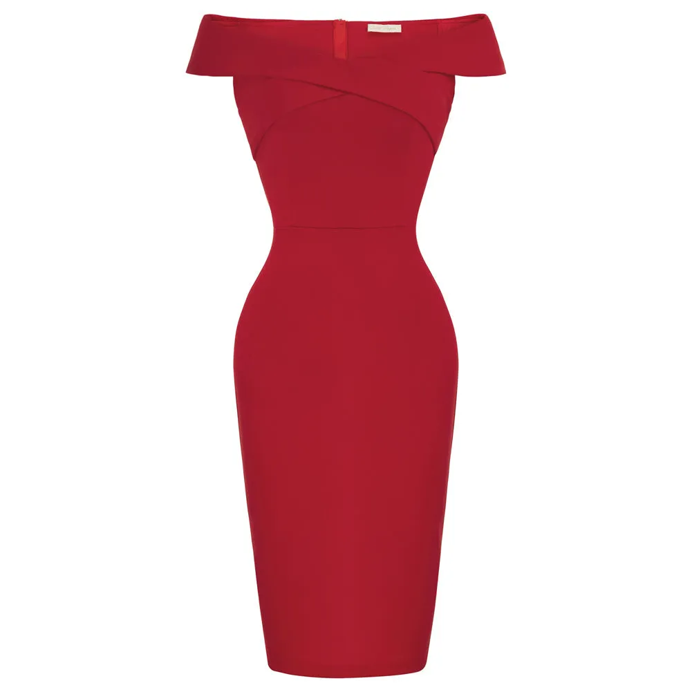 Fans Look of Vintage Off Shoulder V Neck Bodycon Pencil Dress Short Sleeve Homecoming Bodycon Dress Work Cocktail