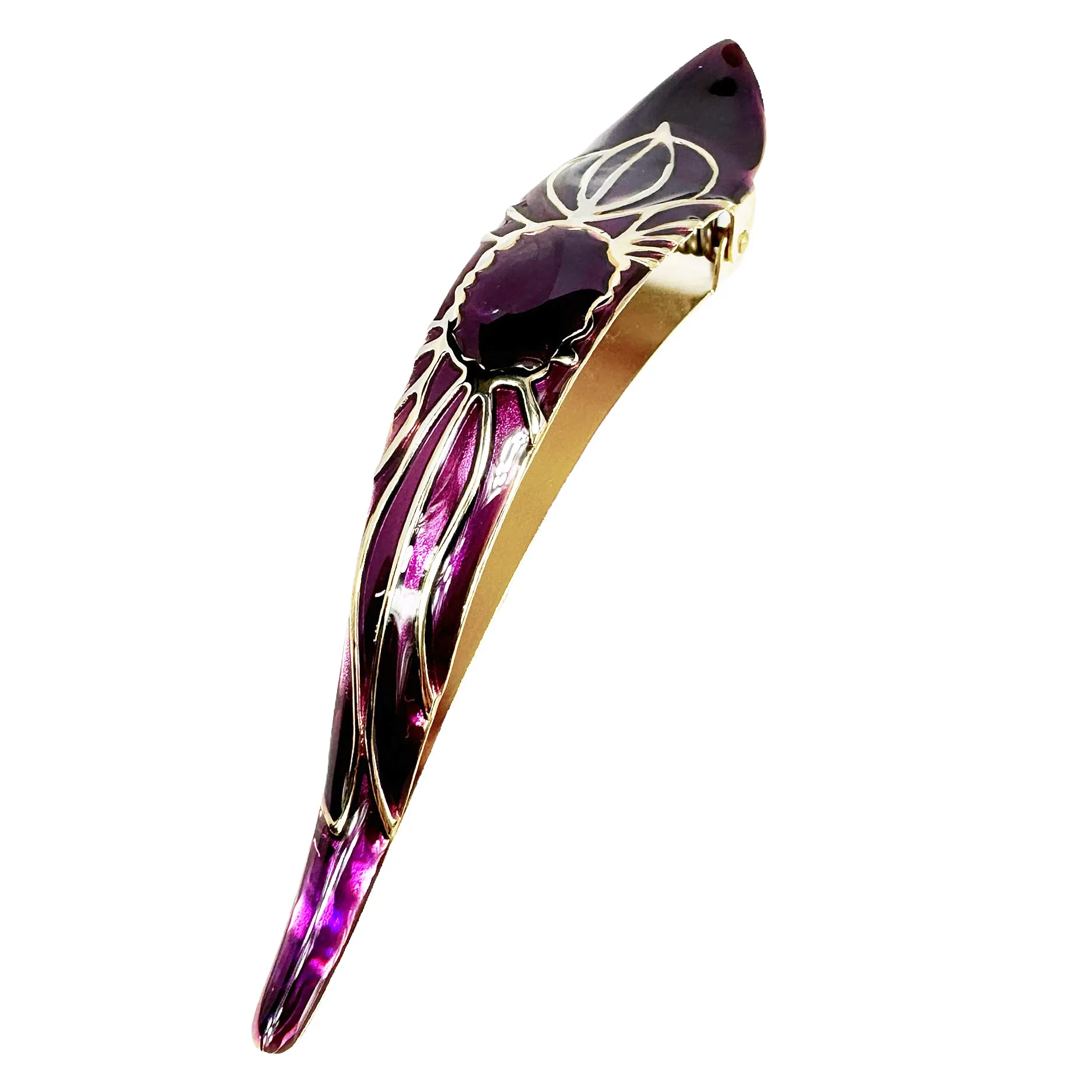 Ficcare Maximas Hair Clip In Lotus Silky and Jewel Dark Amethyst And Gold