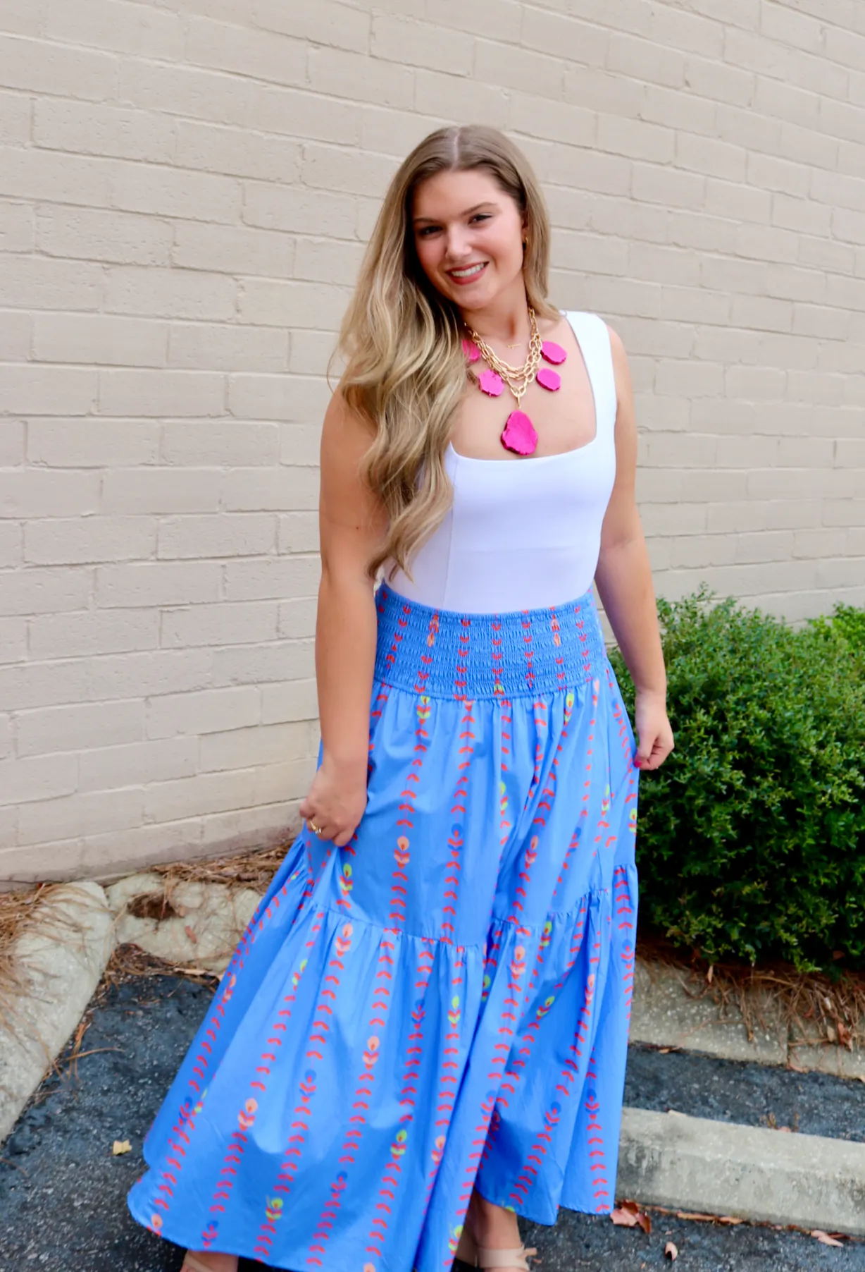 Floral Vine Maxi Skirt | Blue