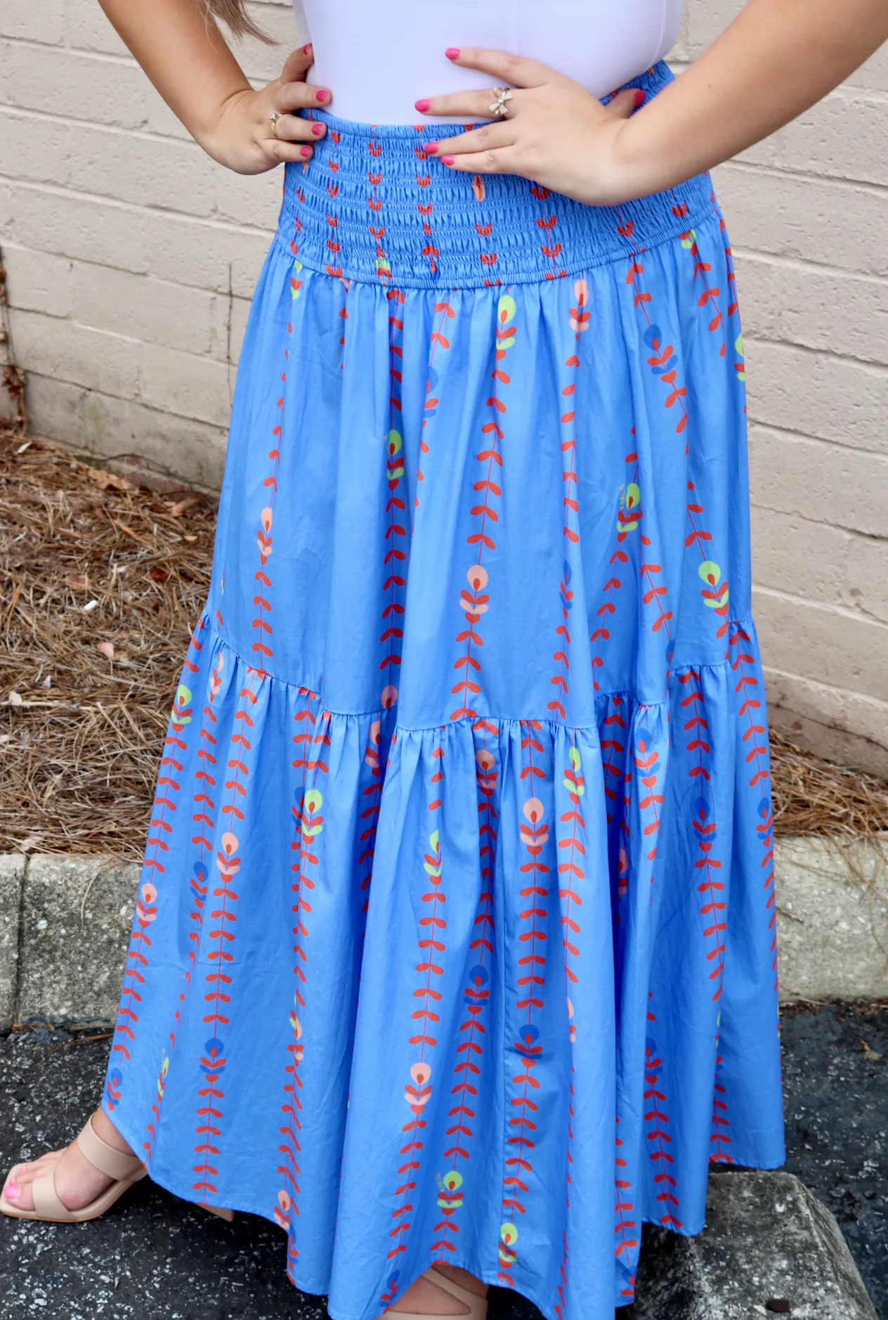 Floral Vine Maxi Skirt | Blue