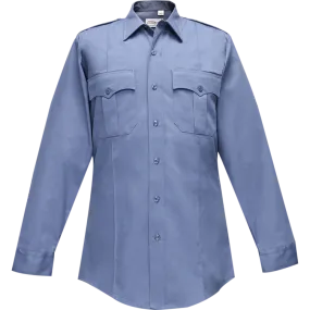 Flying Cross Duro Poplin Long Sleeve Shirt w/ Sewn-In Creases - Marine Blue