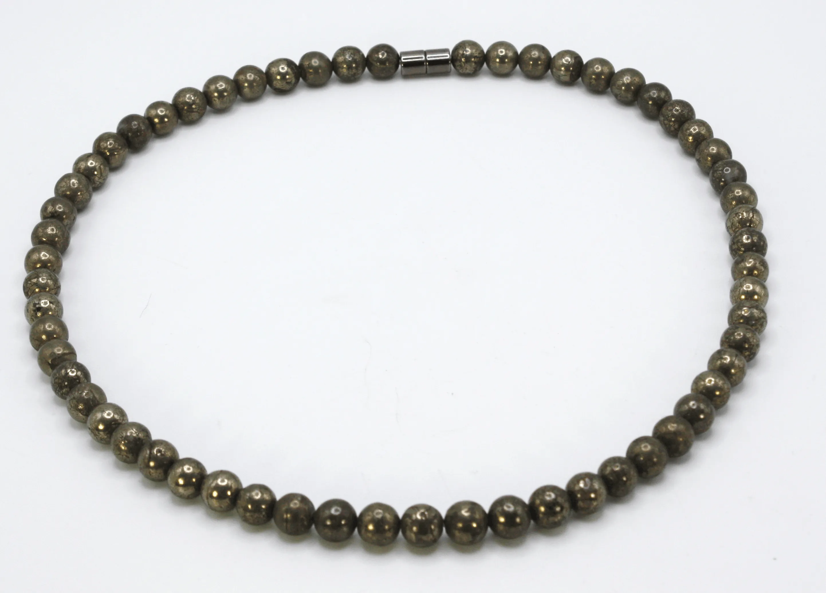 Genuine Pyrite Necklace - Gifts for Men/Women - 8mm Bead Diameter - Prosperity Jewelry - Protection Stone