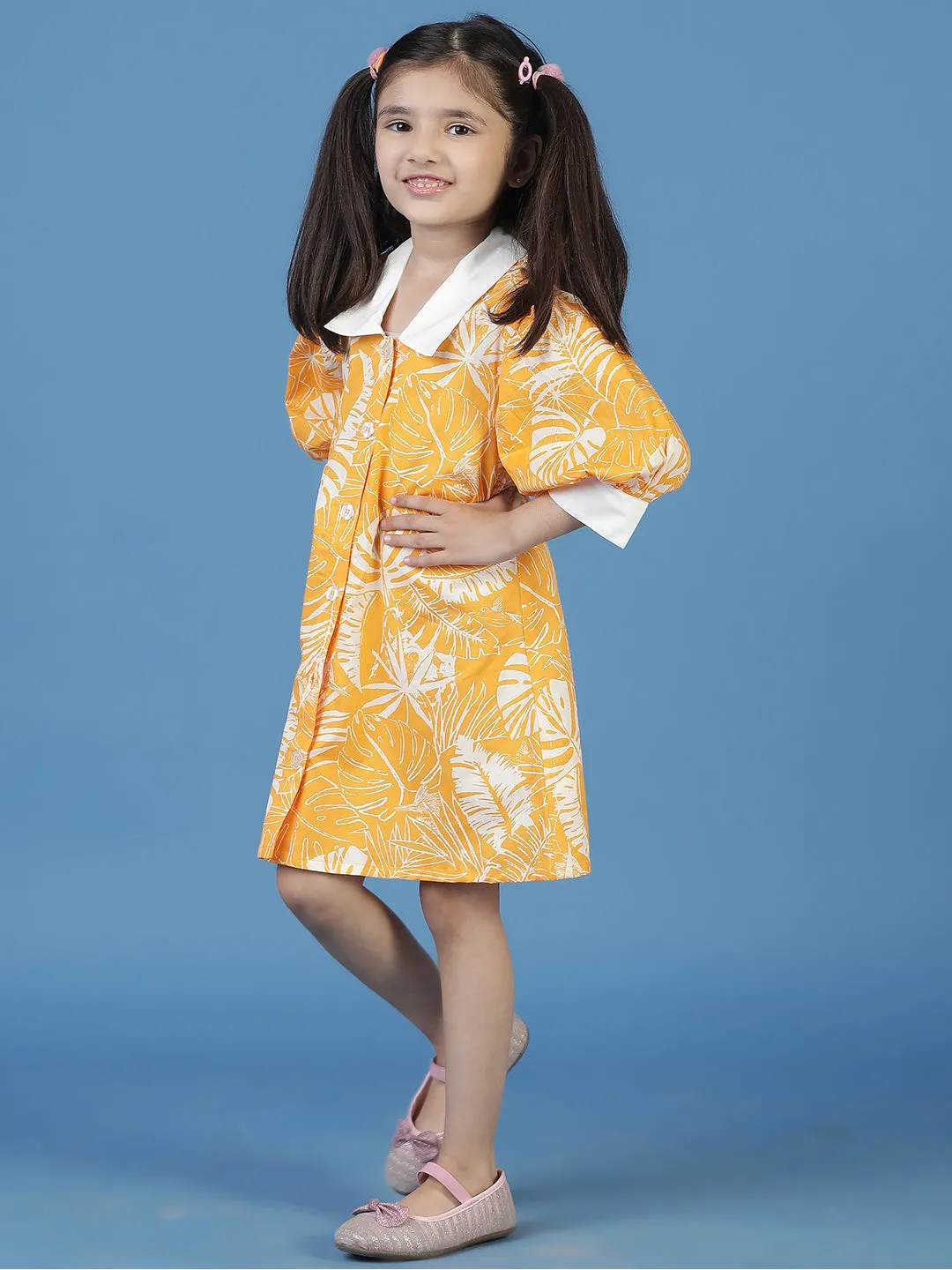 Girls Yellow Floral Dress