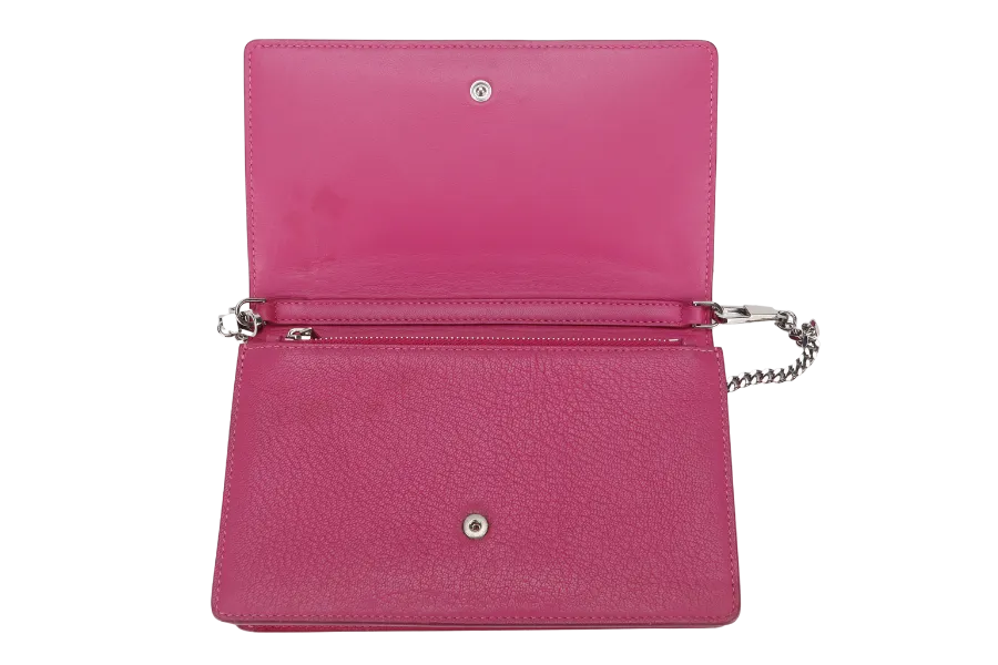 GIVENCHY PANDORA WALLET ON CHAIN PINK GOAT SKIN SILVER HARDWARE(GU 0114) WITH DUST COVER AND BOX