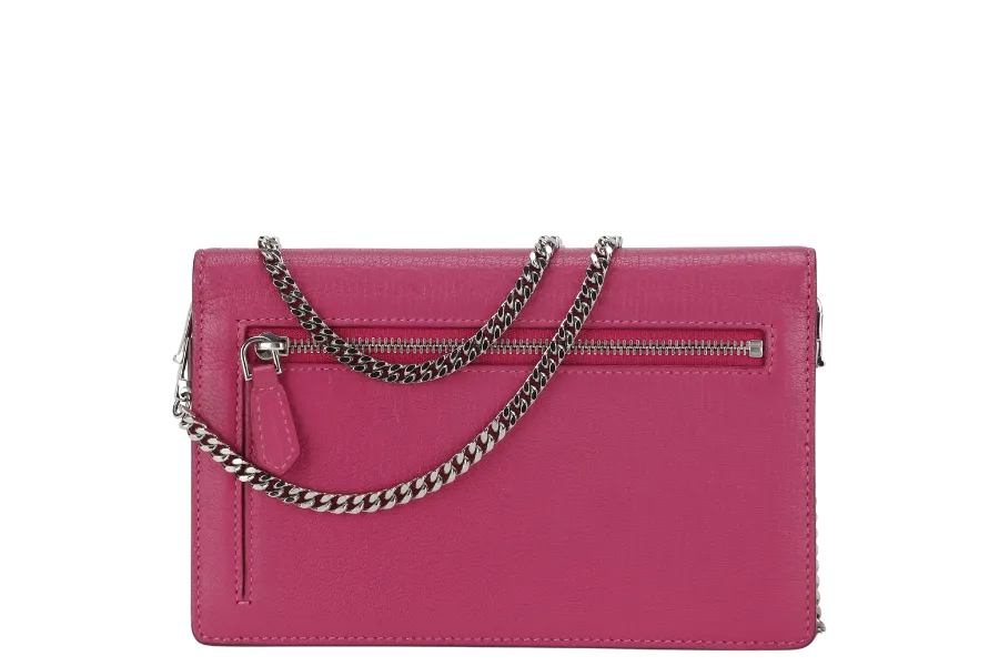 GIVENCHY PANDORA WALLET ON CHAIN PINK GOAT SKIN SILVER HARDWARE(GU 0114) WITH DUST COVER AND BOX