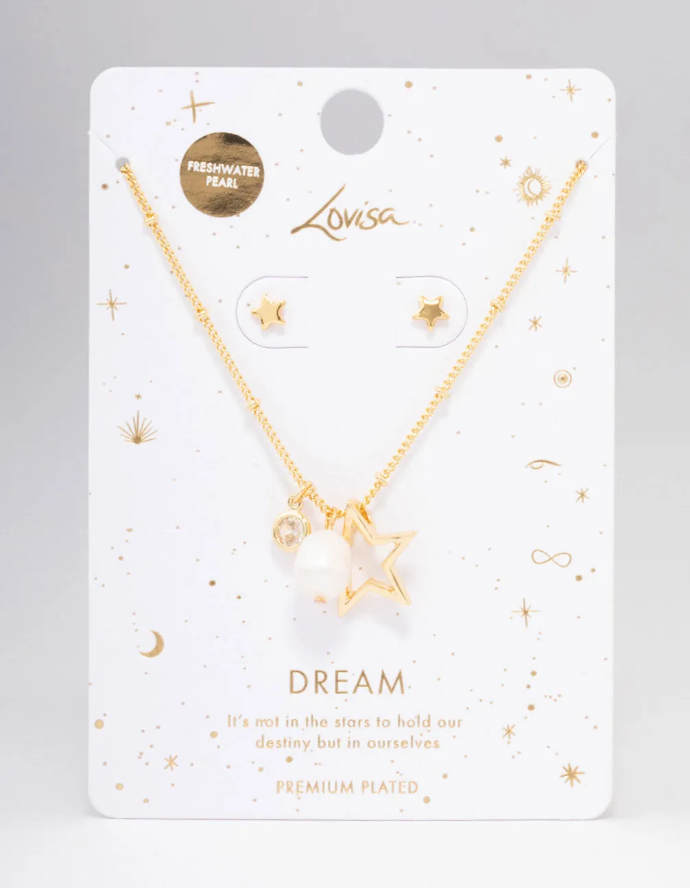 Gold Plated Star Charm Necklace & Earring Jewellery Set