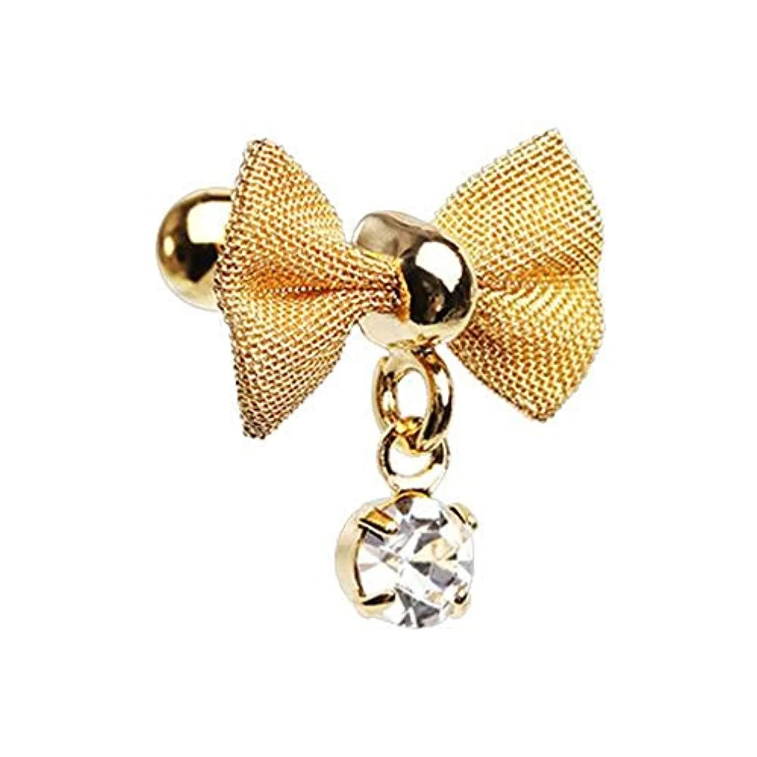 Golden Dainty Mesh Bow Gem Cartilage WildKlass Tragus Earring