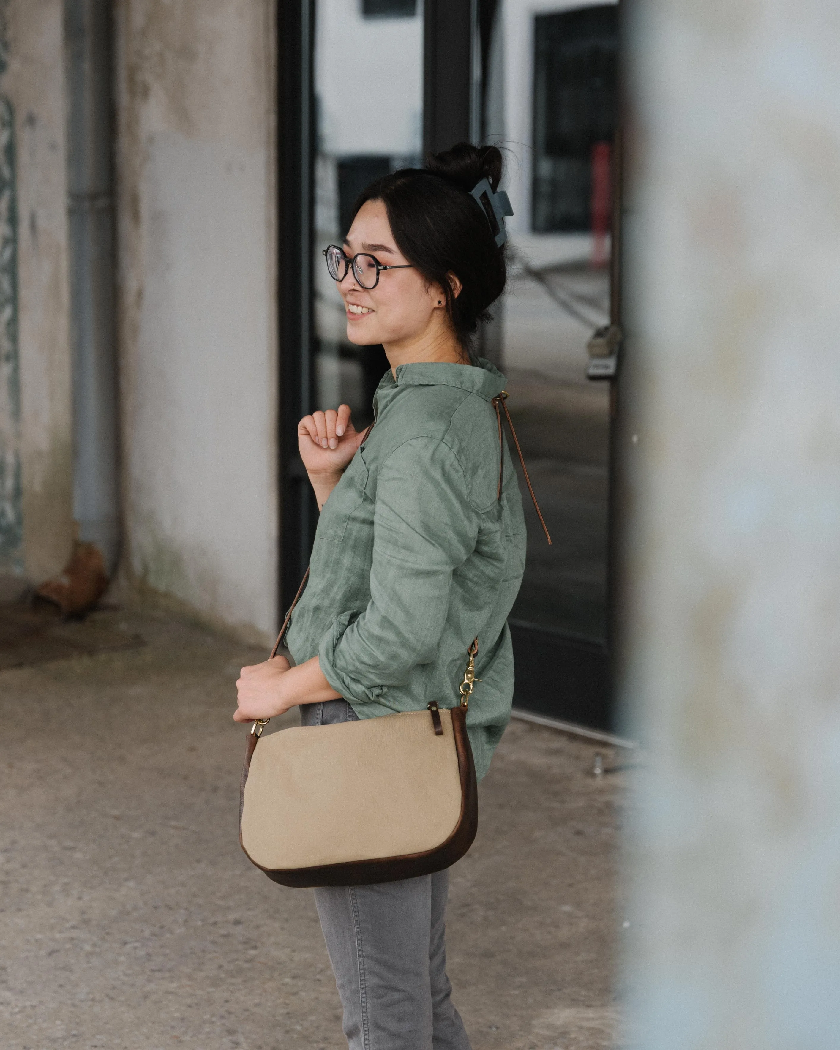 Green Canvas Crossbody Bag