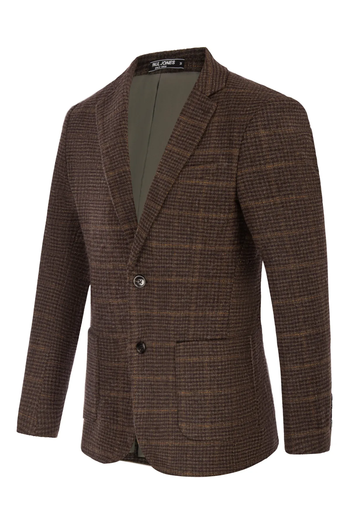 Herringbone Tweed Two Button Blazer British Wool Blend Sport Coat Jacket