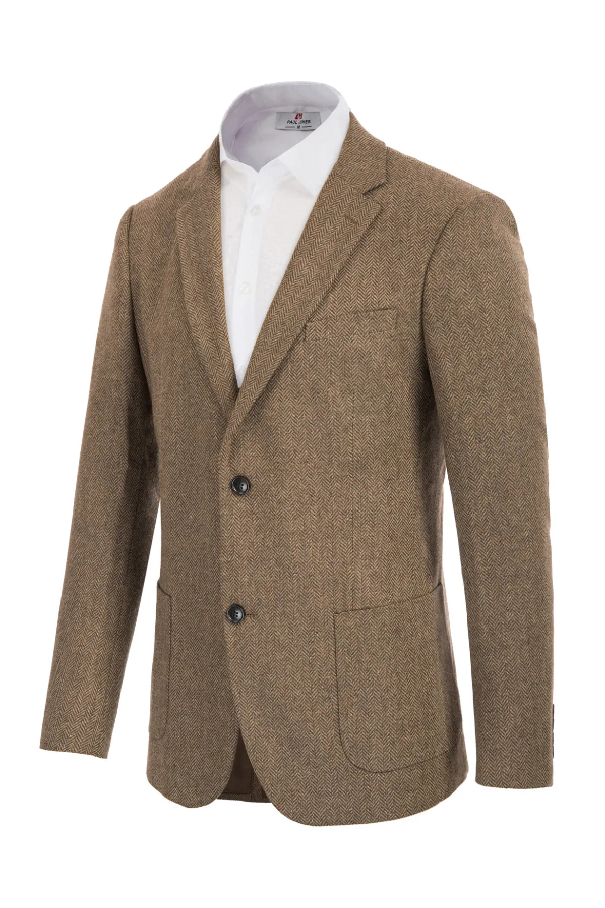 Herringbone Tweed Two Button Blazer British Wool Blend Sport Coat Jacket