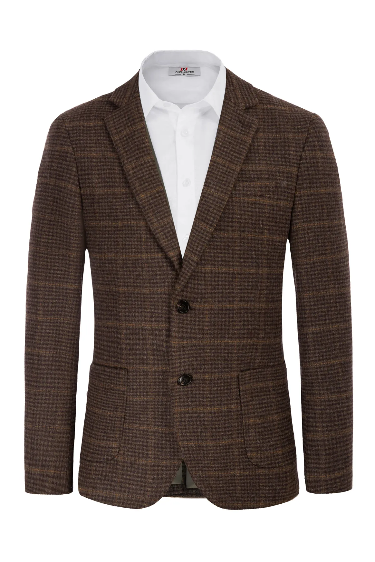 Herringbone Tweed Two Button Blazer British Wool Blend Sport Coat Jacket