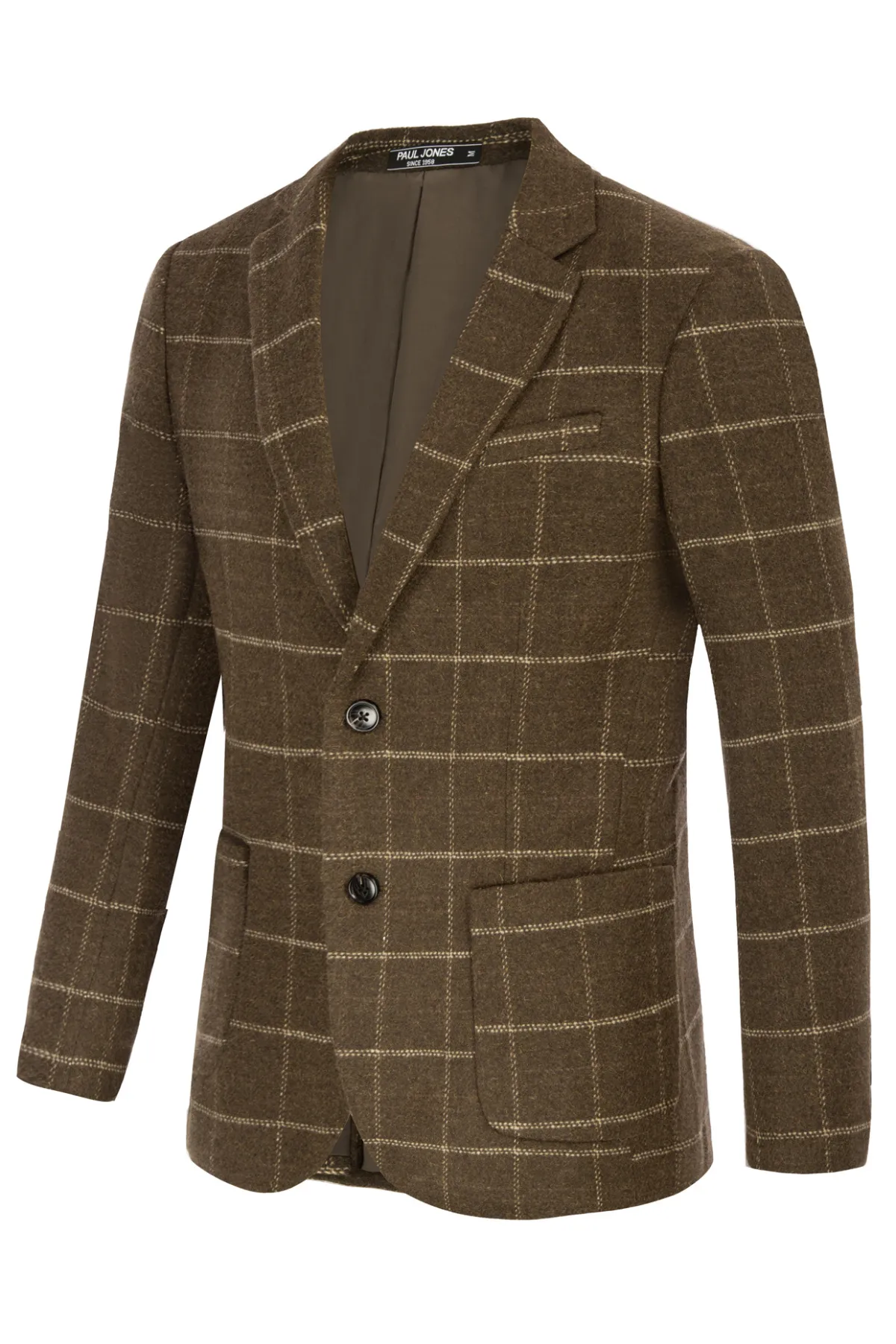 Herringbone Tweed Two Button Blazer British Wool Blend Sport Coat Jacket