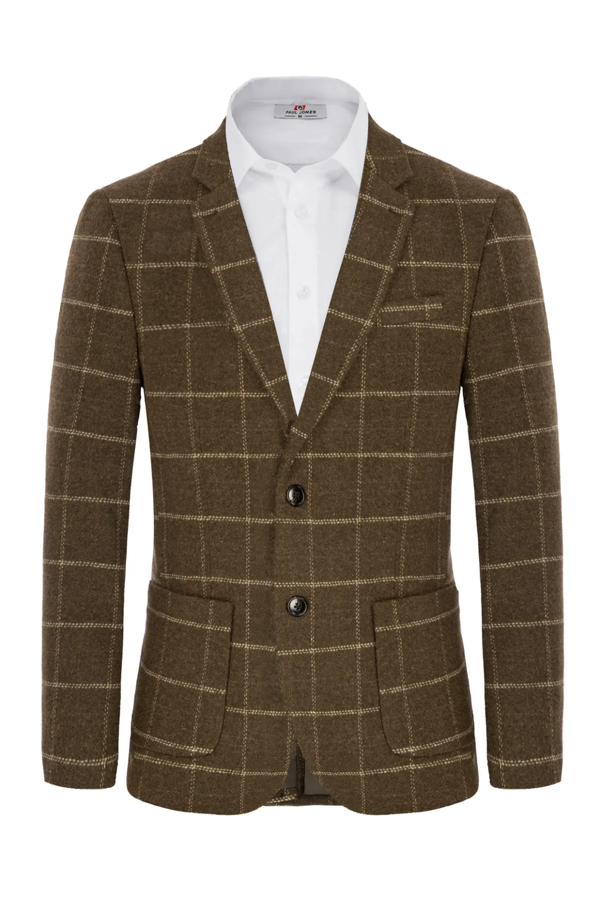 Herringbone Tweed Two Button Blazer British Wool Blend Sport Coat Jacket