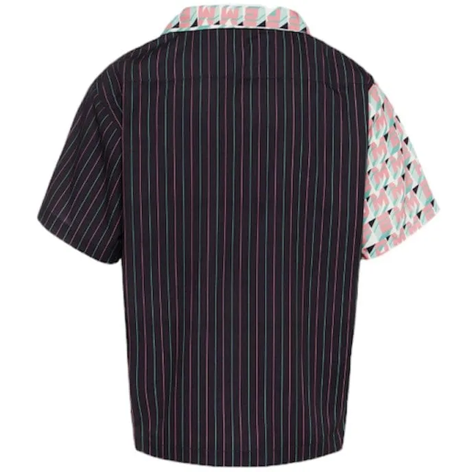 Homme & Femme Hologram Striped Shirt (Black/Green) SPRING23118-2