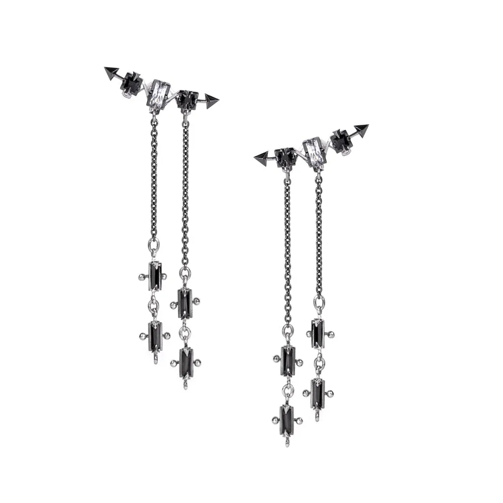 Hunter Charming No.1 Earrings [Black/White gems]