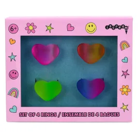 Iscream Ombre Heart Rings Set (4pc Set)