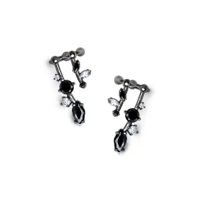 Ivy 1st Sister Cuff Earrings [Black/White gems]