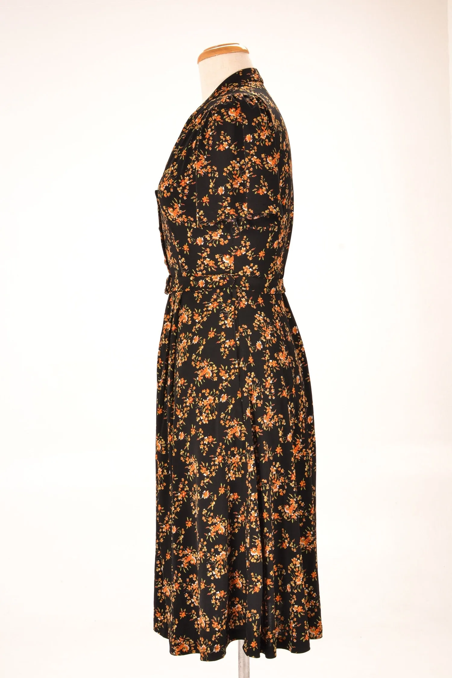 Jobelle Orange & Black Petite Floral Dress