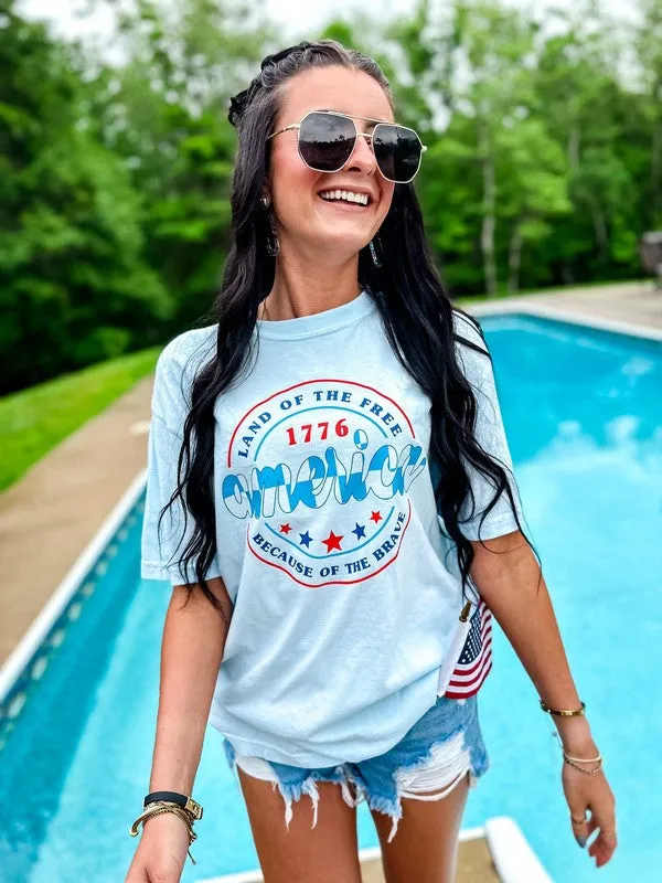 Land Of The Free Checkered America Tee